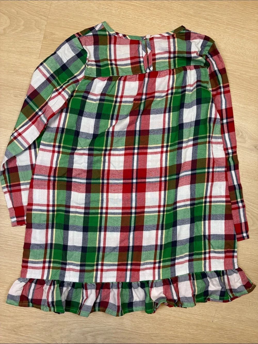 Jammies for Families Girls Holiday Christmas Plaid Ruffle Hem Nightgown